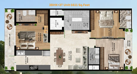 3BHK Luxury Floor Plan